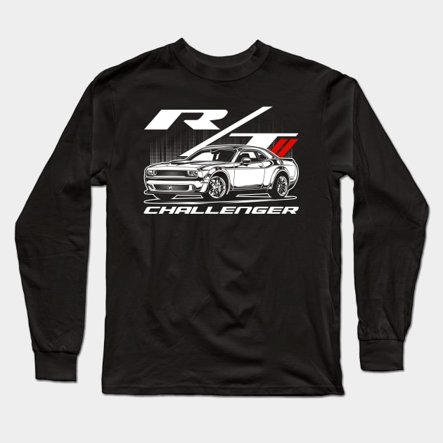 Challenger R/T (White Print) Long Sleeve T-Shirt by idrdesign